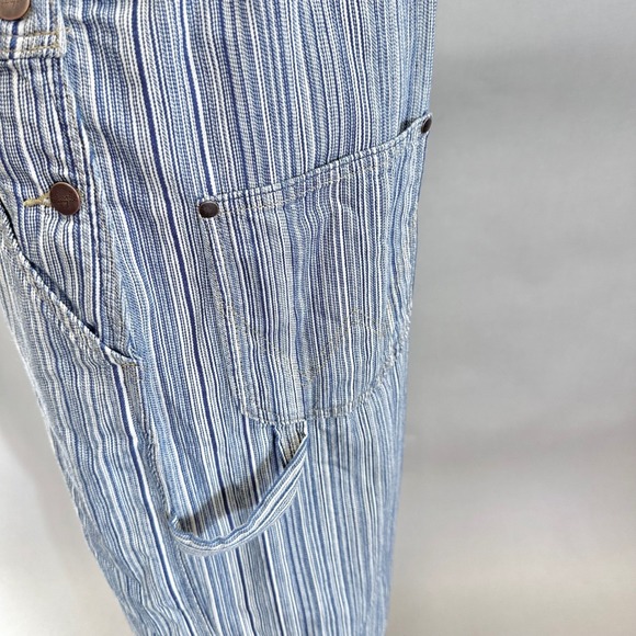 Wrangler‎ Striped Straight Leg Overalls Blue White Classic Workwear Style Medium - Picture 13 of 16